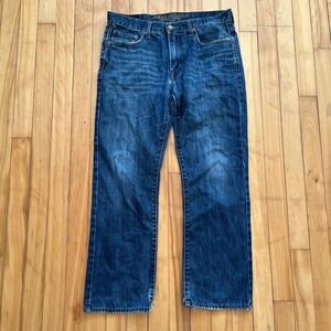 American Eagle Mens Original Straight Distressed Medium Wash Denim Jeans 33x30